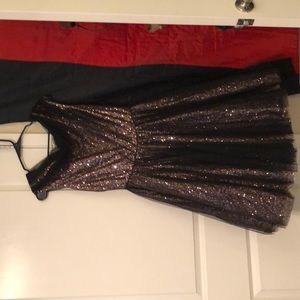 Sequence pink with black teal cocktail dress